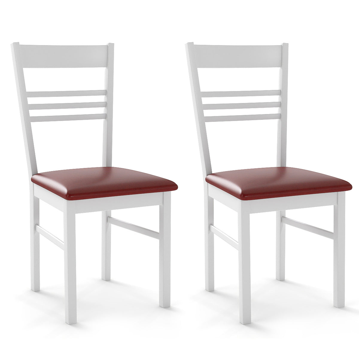 Wood Dining Chairs Set of 2, Horizontal Slat Back - White