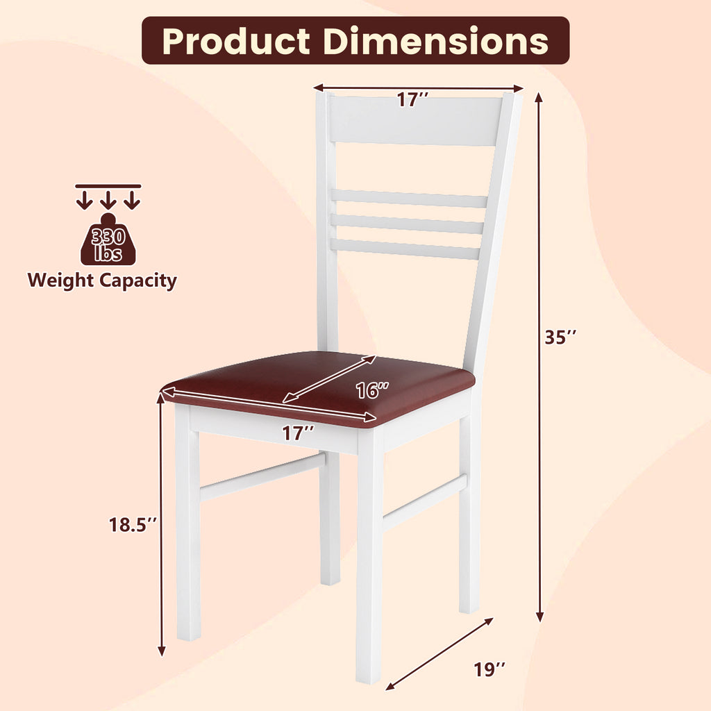 Wood Dining Chairs Set of 2, Horizontal Slat Back - White