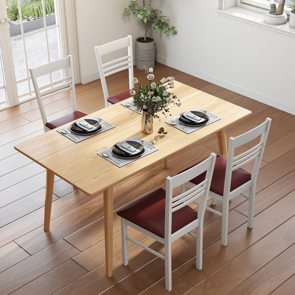 Wood Dining Chairs Set of 2, White - Horizontal Slat Back