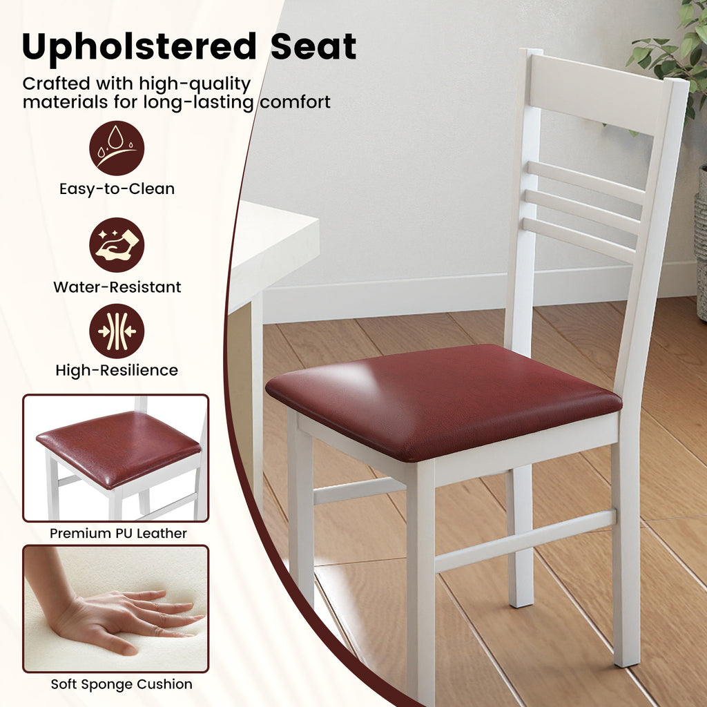 Wood Dining Chairs Set of 2, White - Horizontal Slat Back