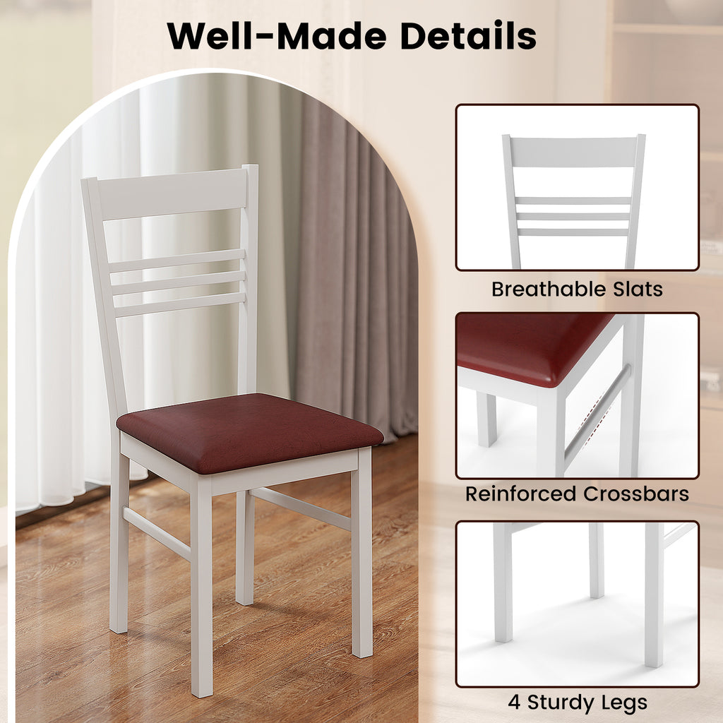 Wood Dining Chairs Set of 2, Horizontal Slat Back - White