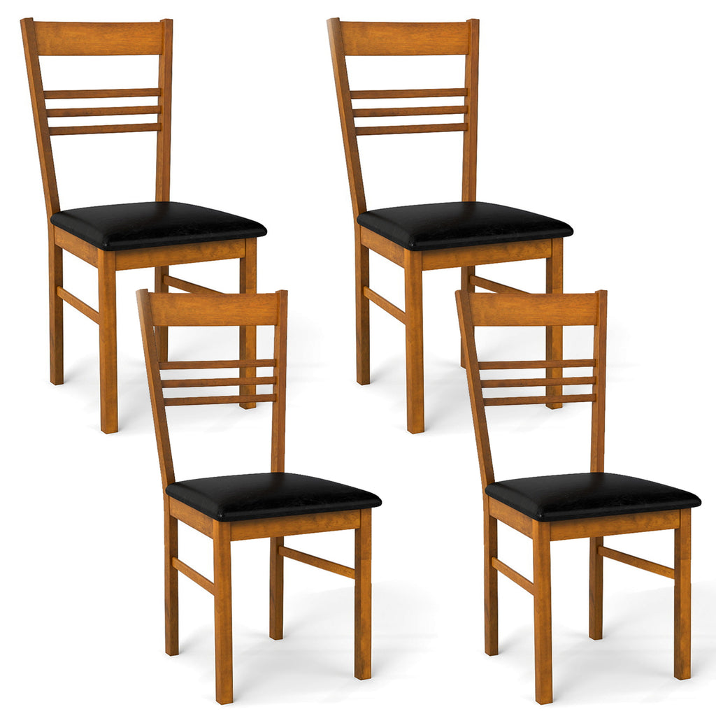 Wood Dining Chairs Set of 4, Walnut - Horizontal Slat Back