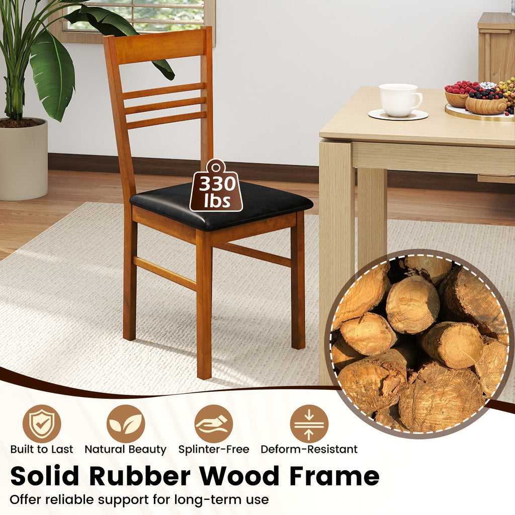 Wood Dining Chairs Set of 4, Walnut - Horizontal Slat Back