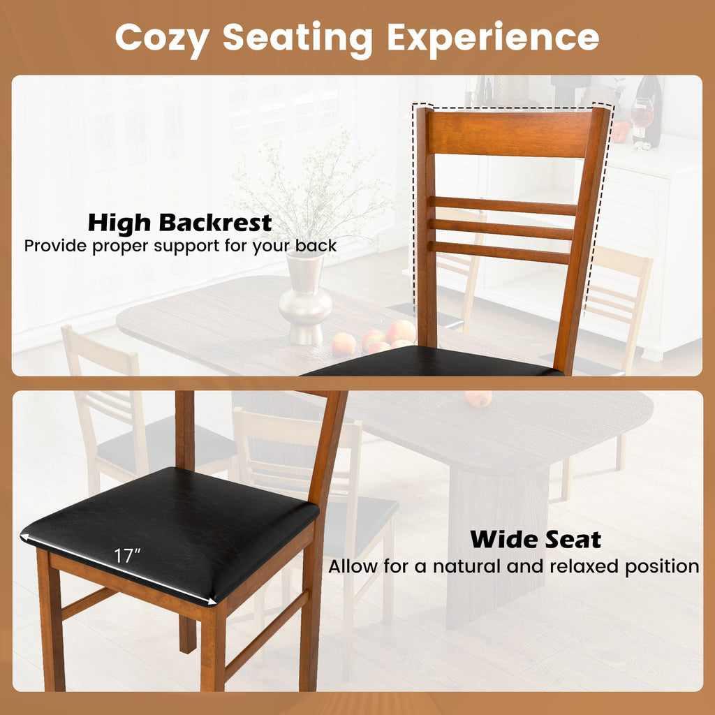 Wood Dining Chairs Set of 4, Walnut - Horizontal Slat Back