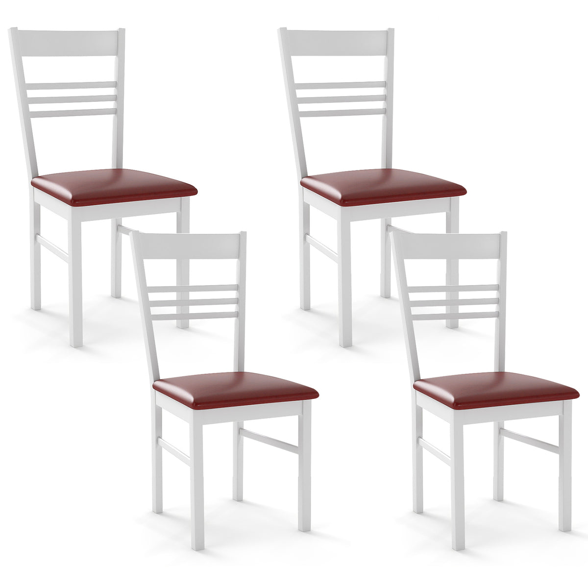 Wood Dining Chairs Set of 4, Walnut - Horizontal Slat Back