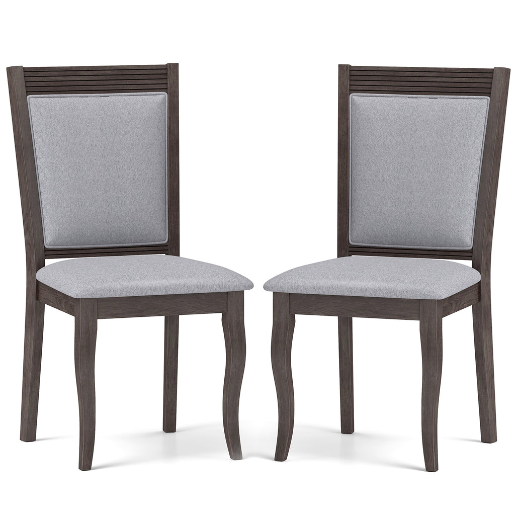Dining Chairs Set of 2, Rubber Wood Frame, Padded Linen Seat - Brown