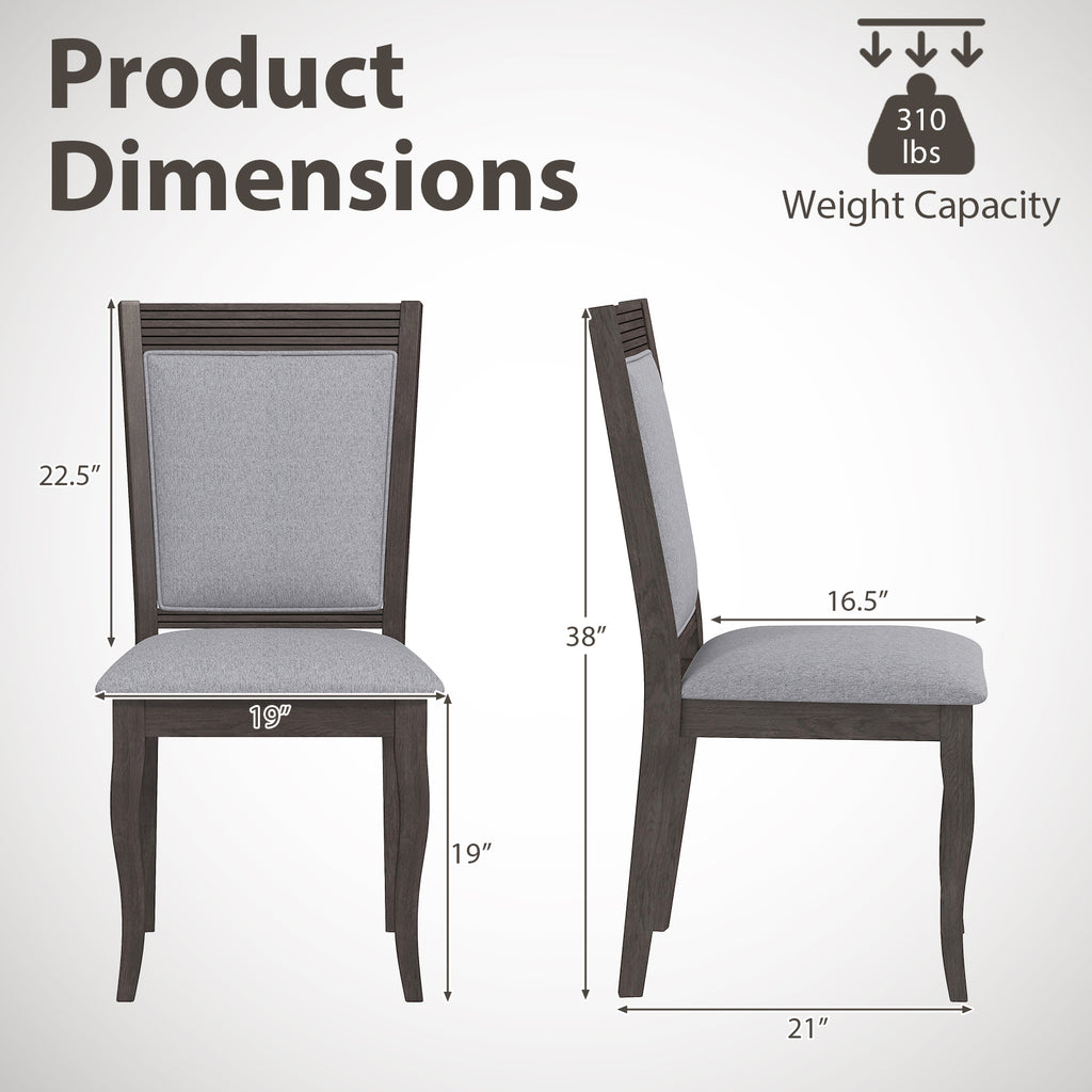 Dining Chairs Set of 2, Rubber Wood Frame, Padded Linen Seat - Brown