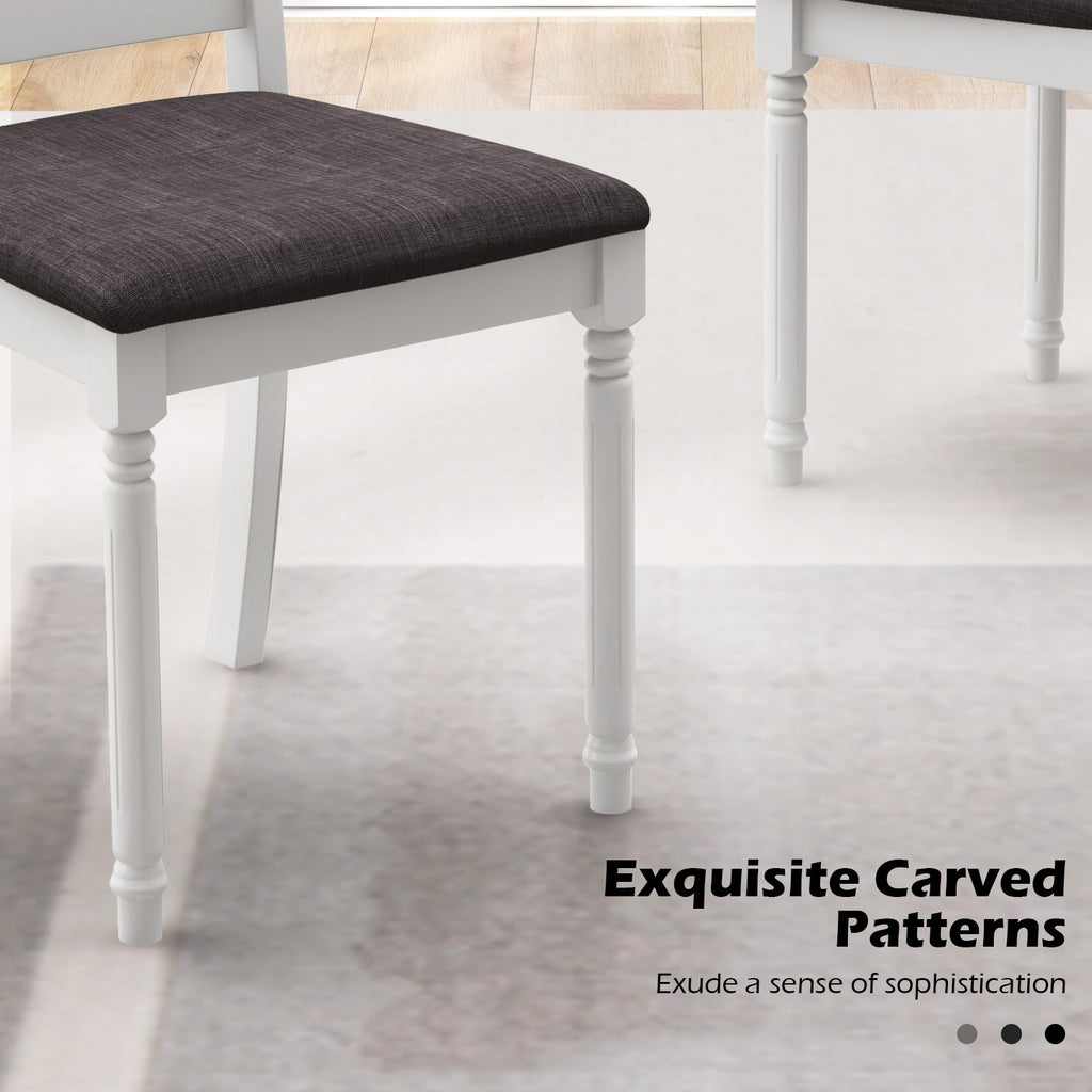 Set of 2 Rubber Wood Dining Chairs with Padded Seat - White
