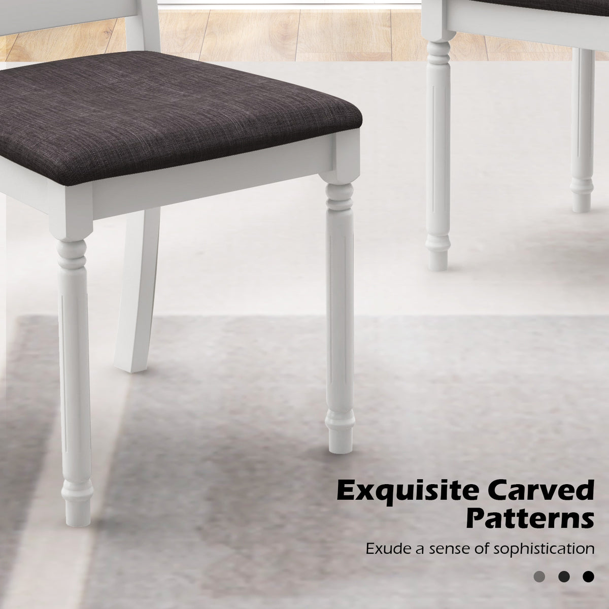 Set of 2 Rubber Wood Dining Chairs with Padded Seat - White