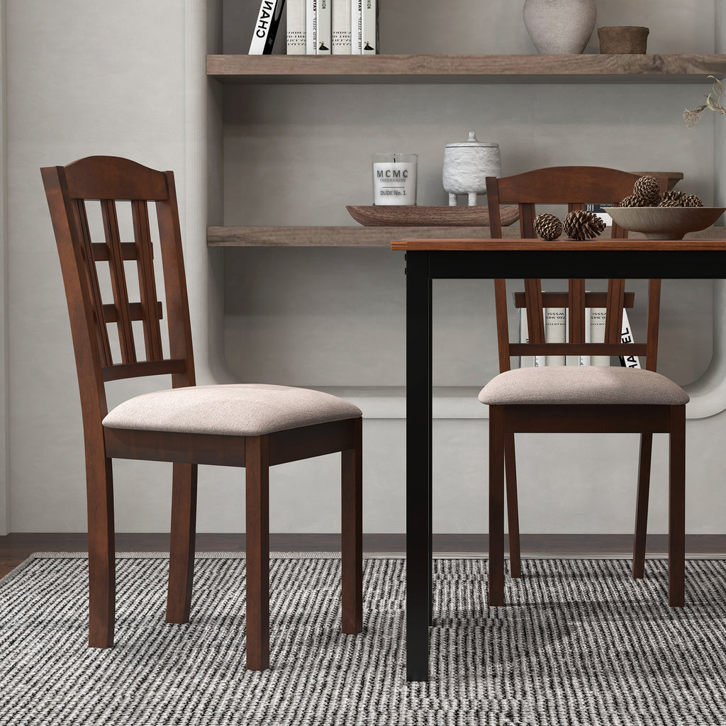 Wood Kitchen Chairs Set of 2, Faux Leather Seat - Coffee
