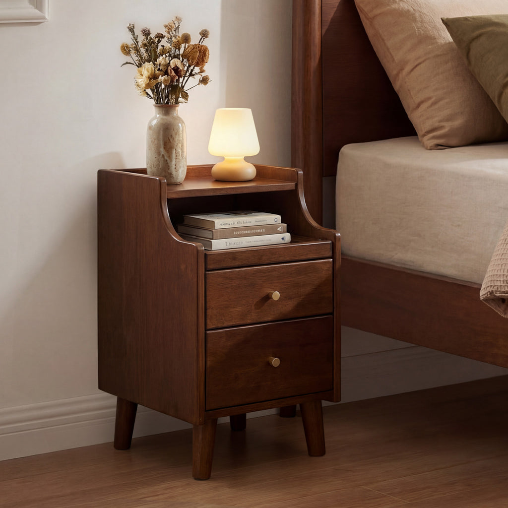 Wood Nightstand Set of 2 with Drawers - Brown