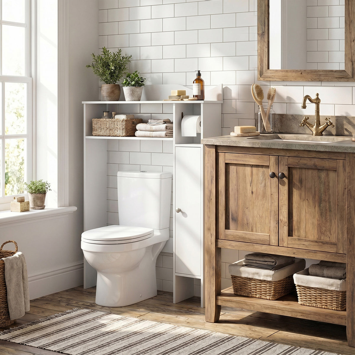 Over the Toilet Storage Cabinet with Paper Holder