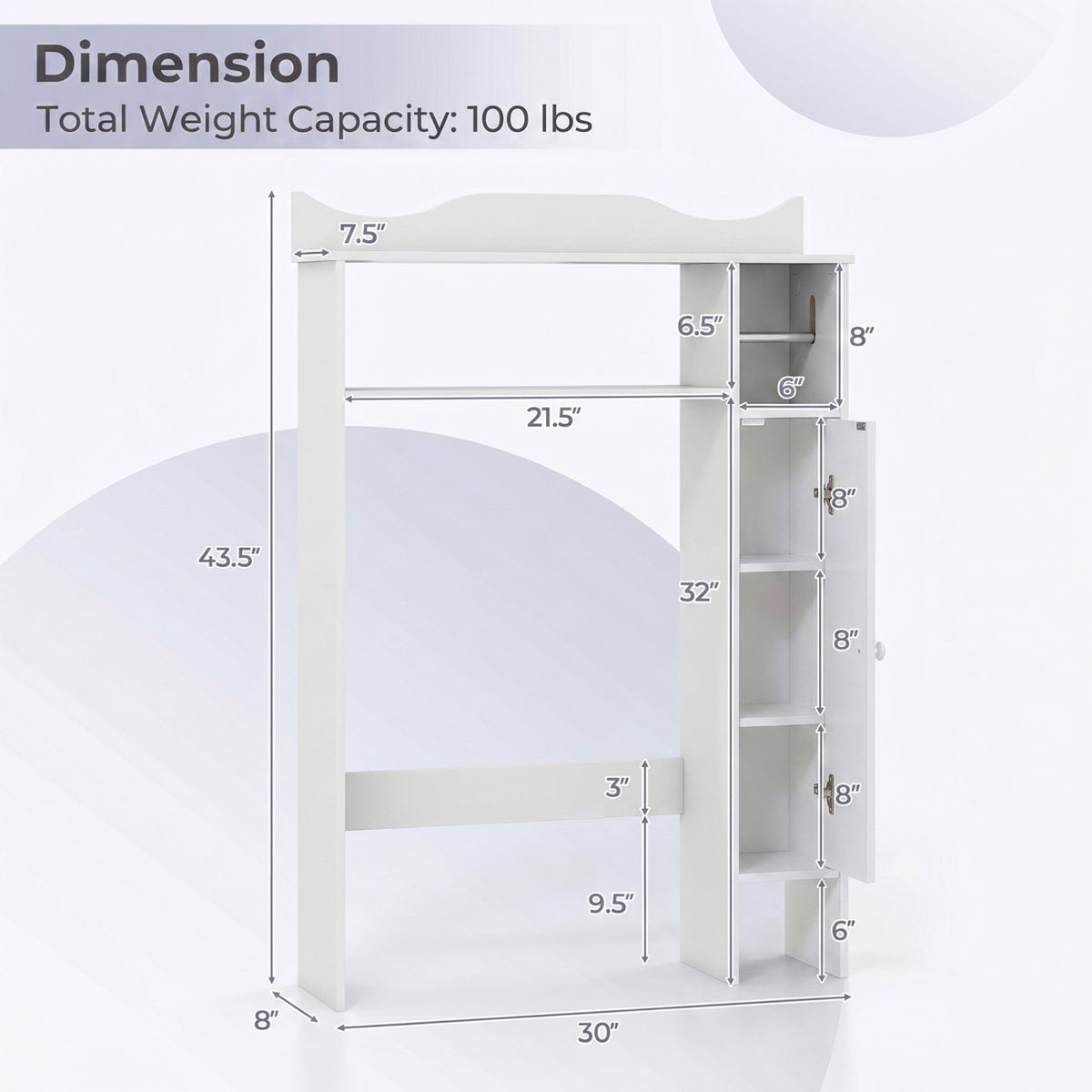 Over the Toilet Storage Cabinet with Paper Holder