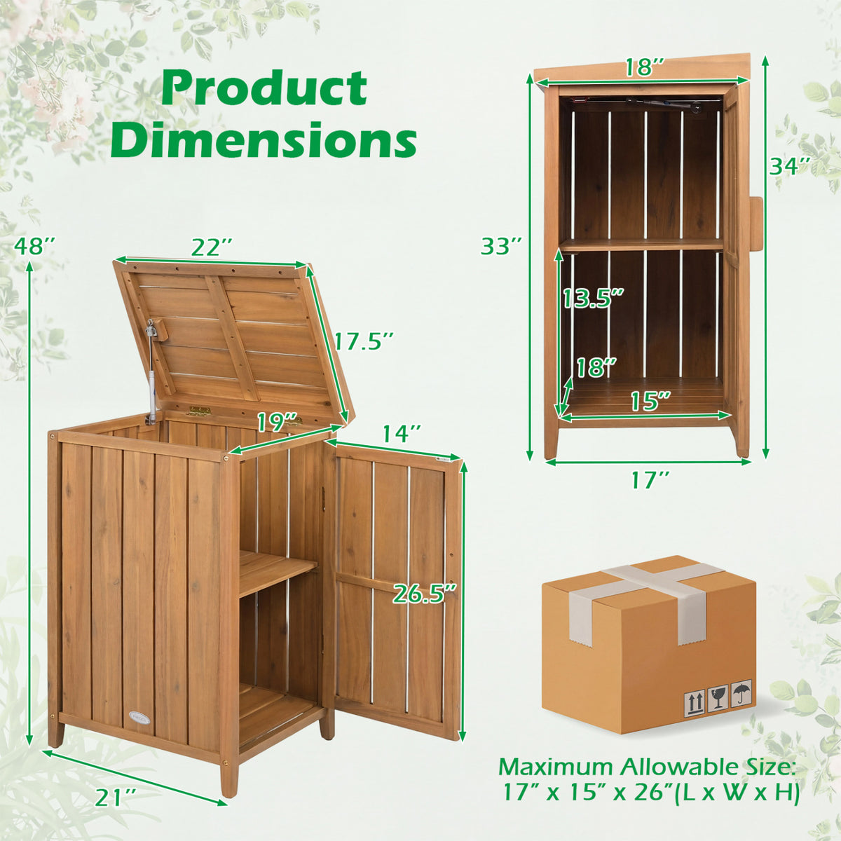 Wood Package Delivery Box with Removable Shelf - 34 Inch H