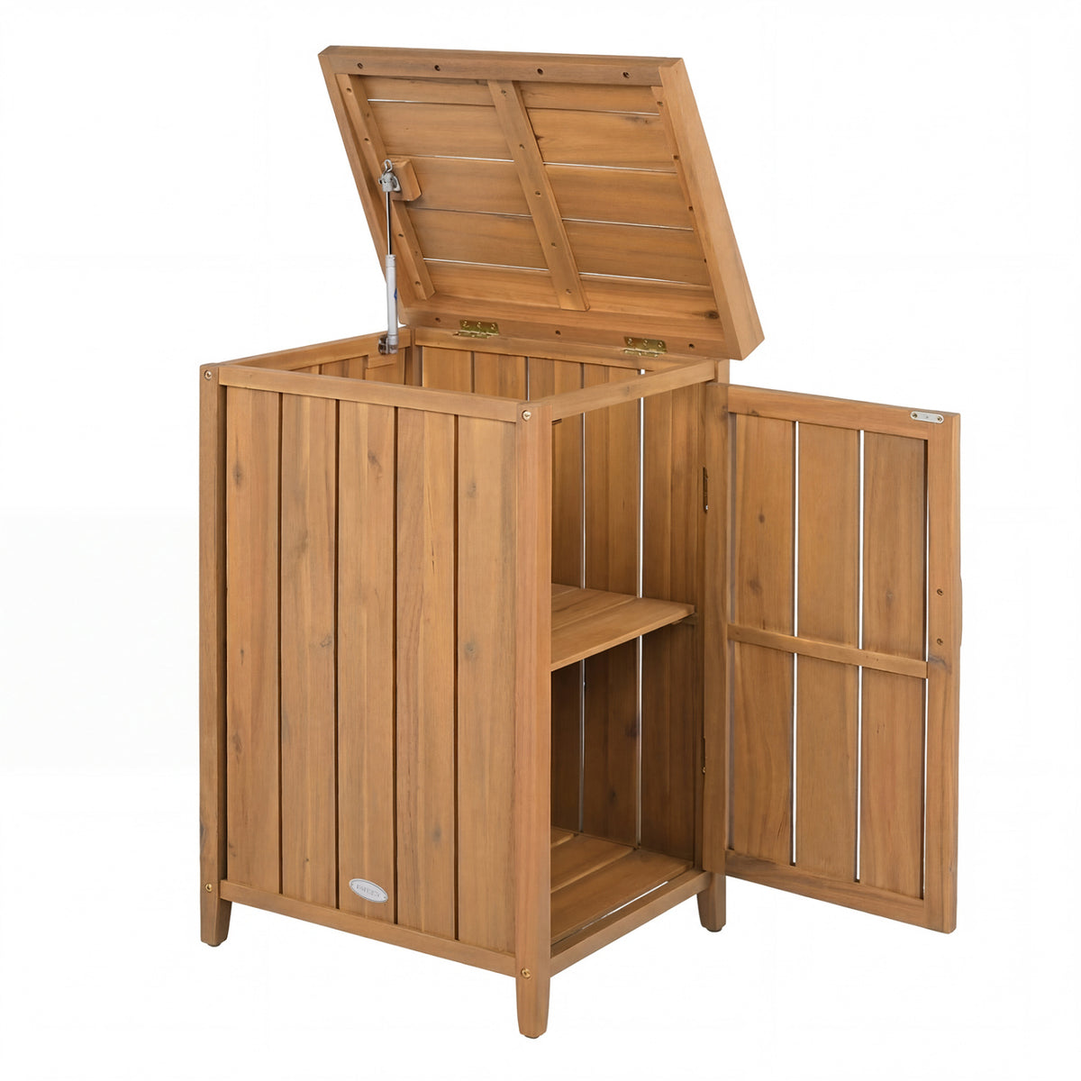 Wood Package Delivery Box with Removable Shelf - 34 Inch H