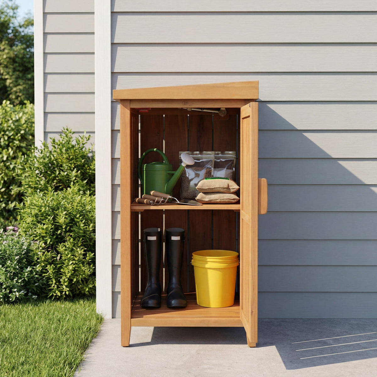Wood Package Delivery Box with Removable Shelf - 34 Inch H