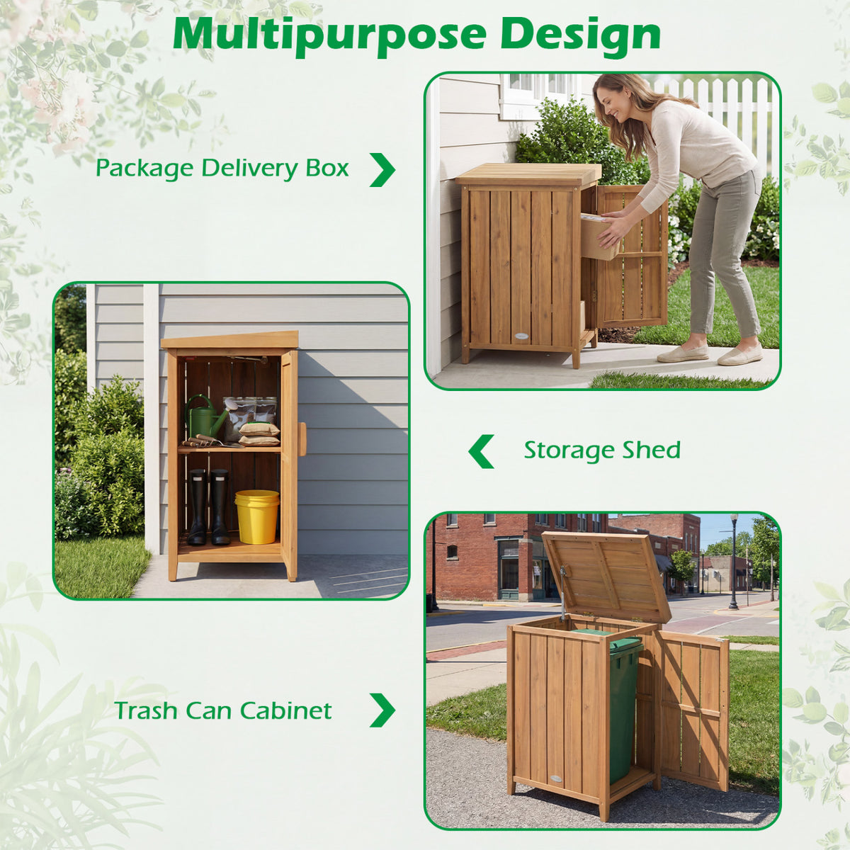 Wood Package Delivery Box with Removable Shelf - 34 Inch H