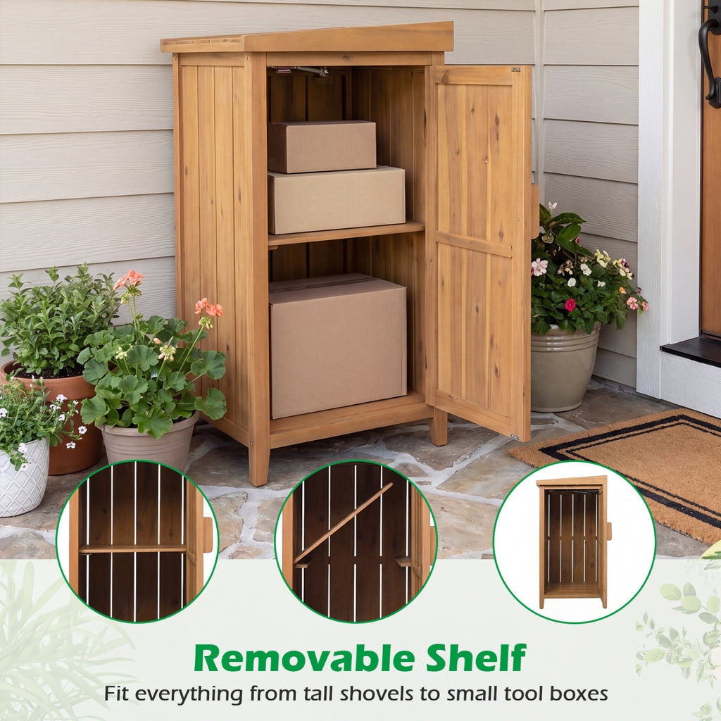 Wood Package Delivery Box with Removable Shelf - 34 Inch H