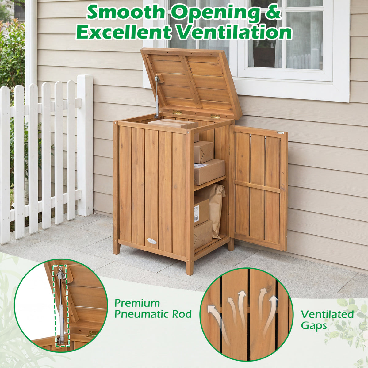 Wood Package Delivery Box with Removable Shelf - 34 Inch H