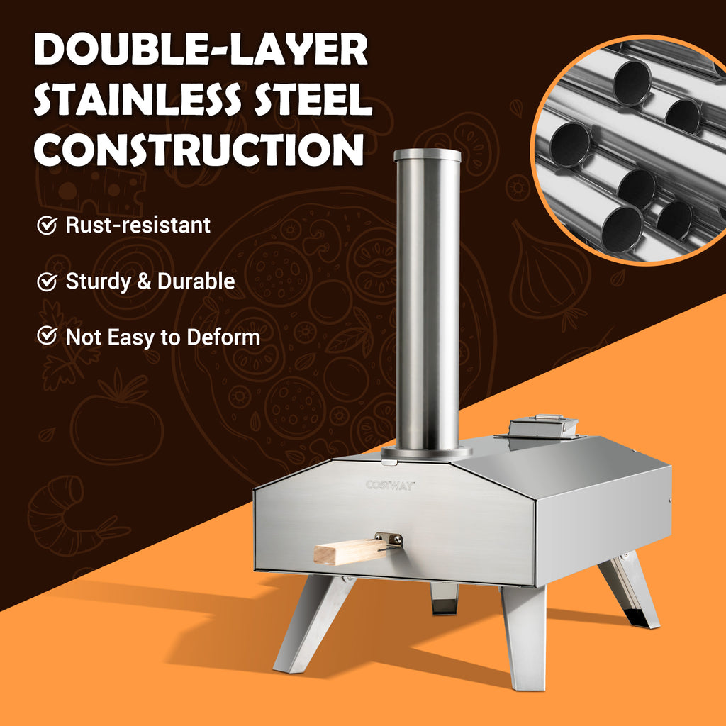 Portable Stainless Steel Outdoor Pizza Oven with 12 Inch Stone