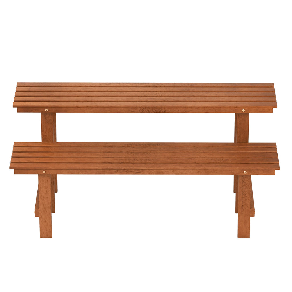 2-Tier Wood Plant Stand Ladder Shelf for Indoor Outdoor