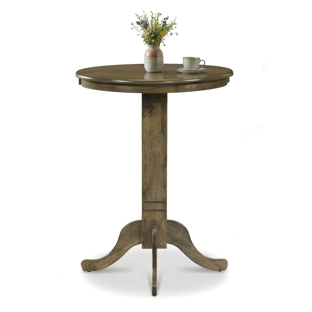 Round Dining Table with Pedestal Base, Gray