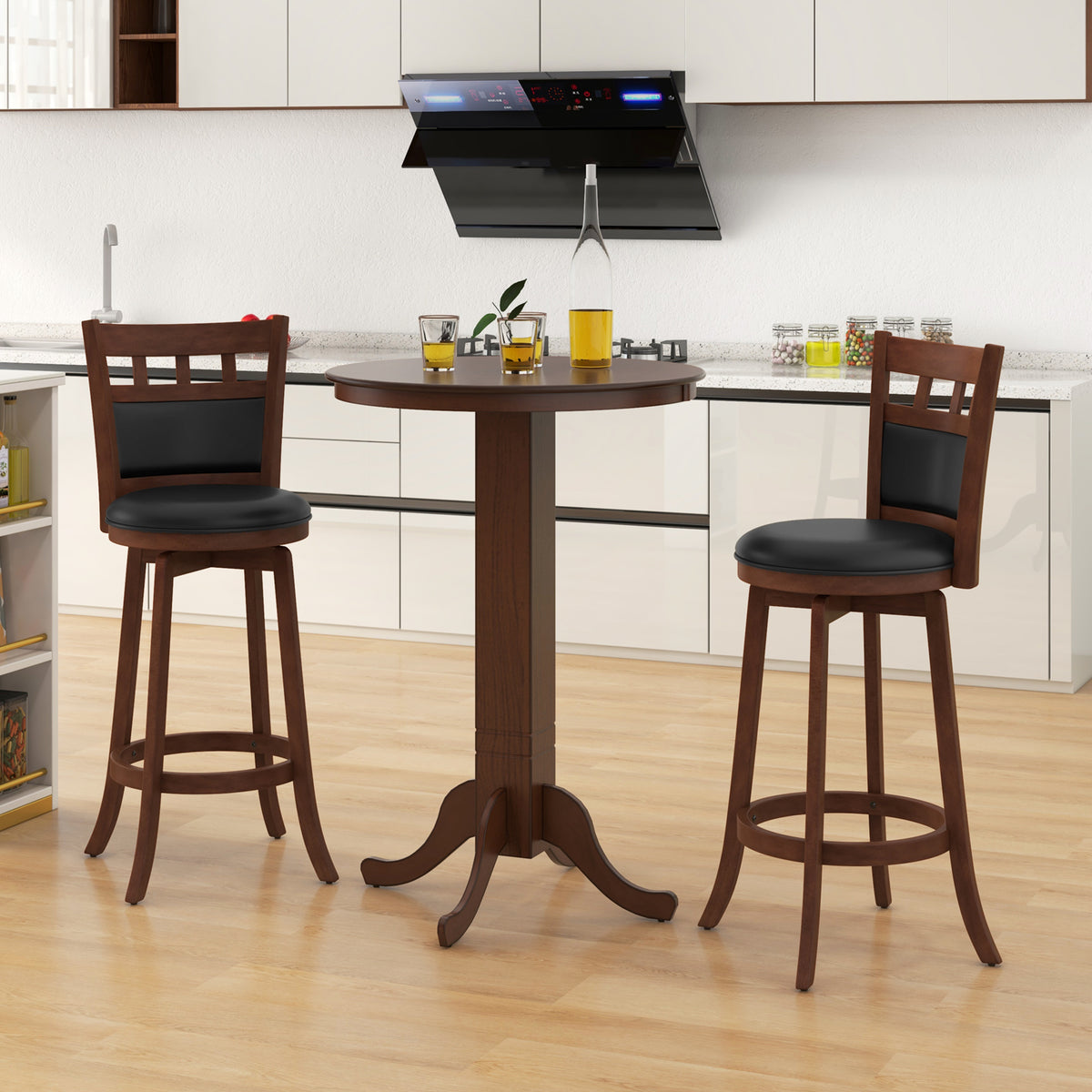 Round Dining Table with Pedestal Base, Gray