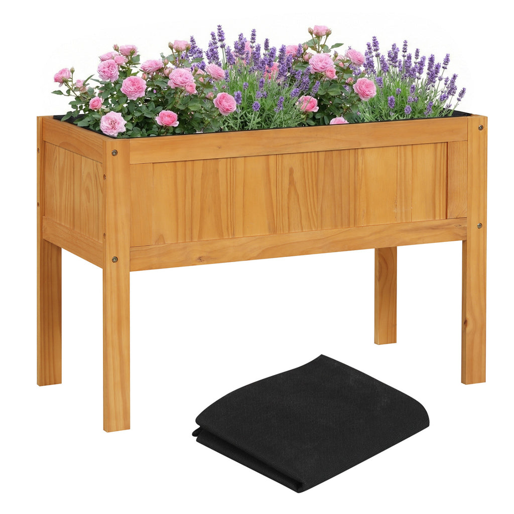 Wood Raised Garden Bed Elevated Planter Box - Orange