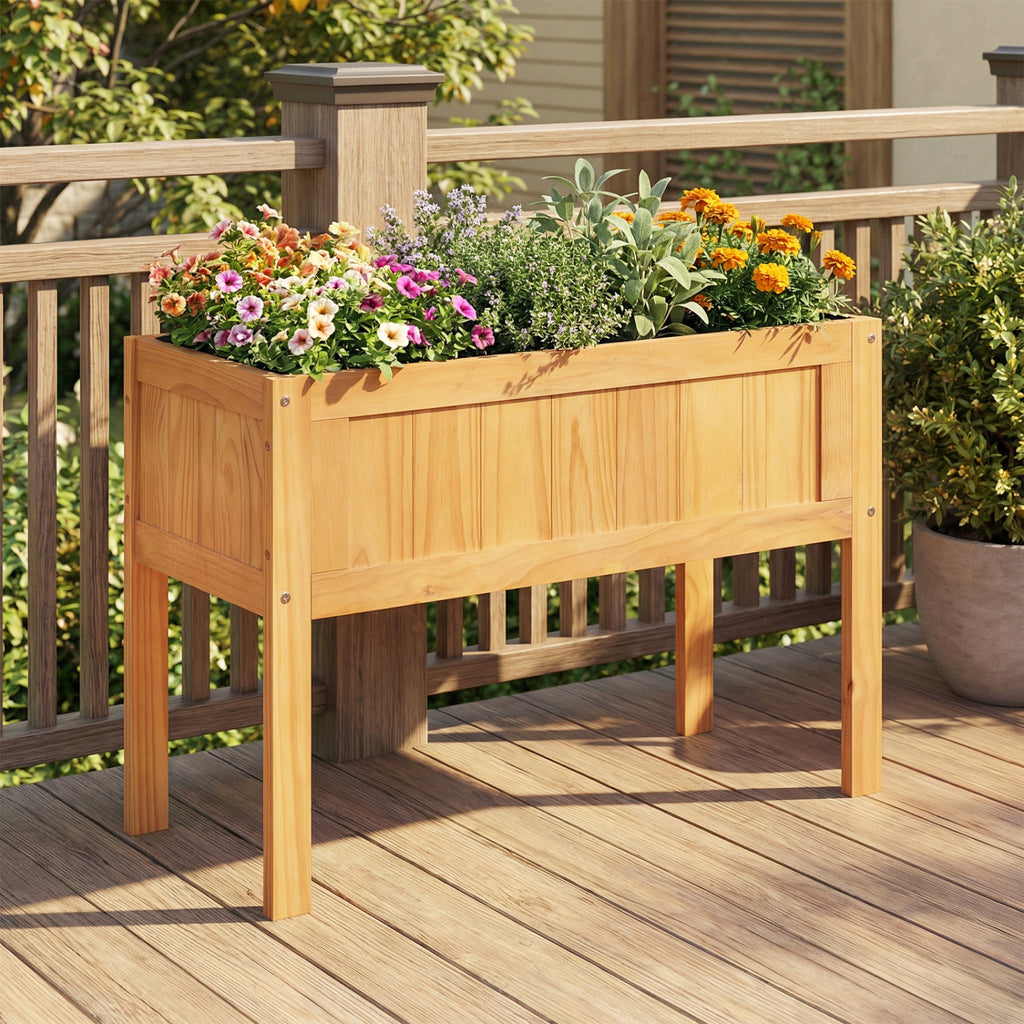 Wood Raised Garden Bed Elevated Planter Box - Orange