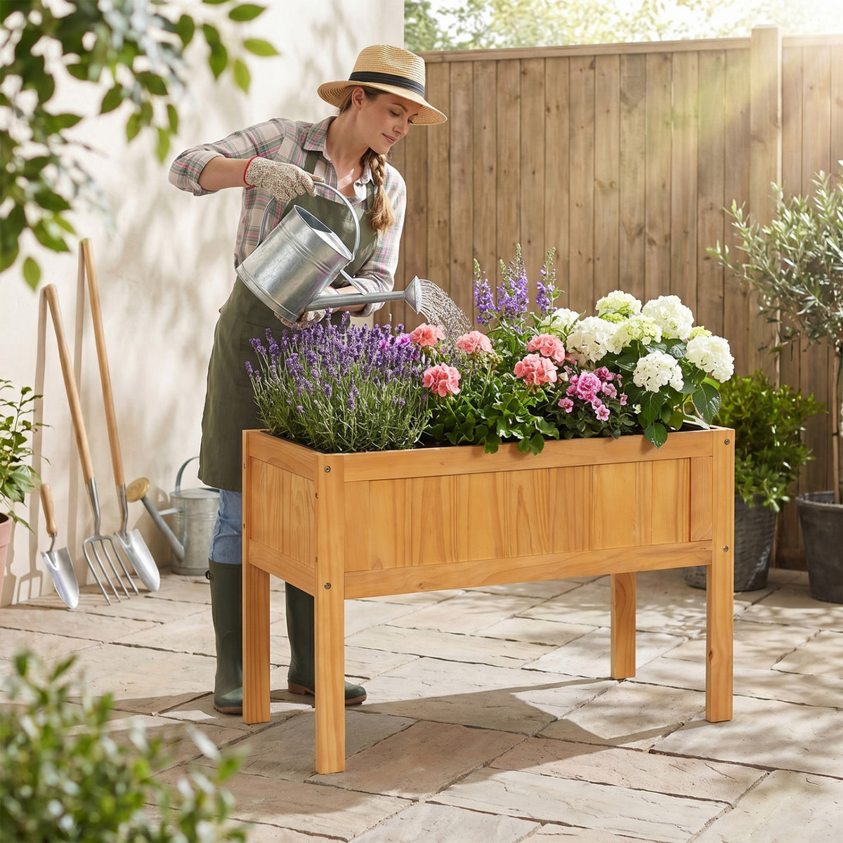 Wood Raised Garden Bed Elevated Planter Box - Orange