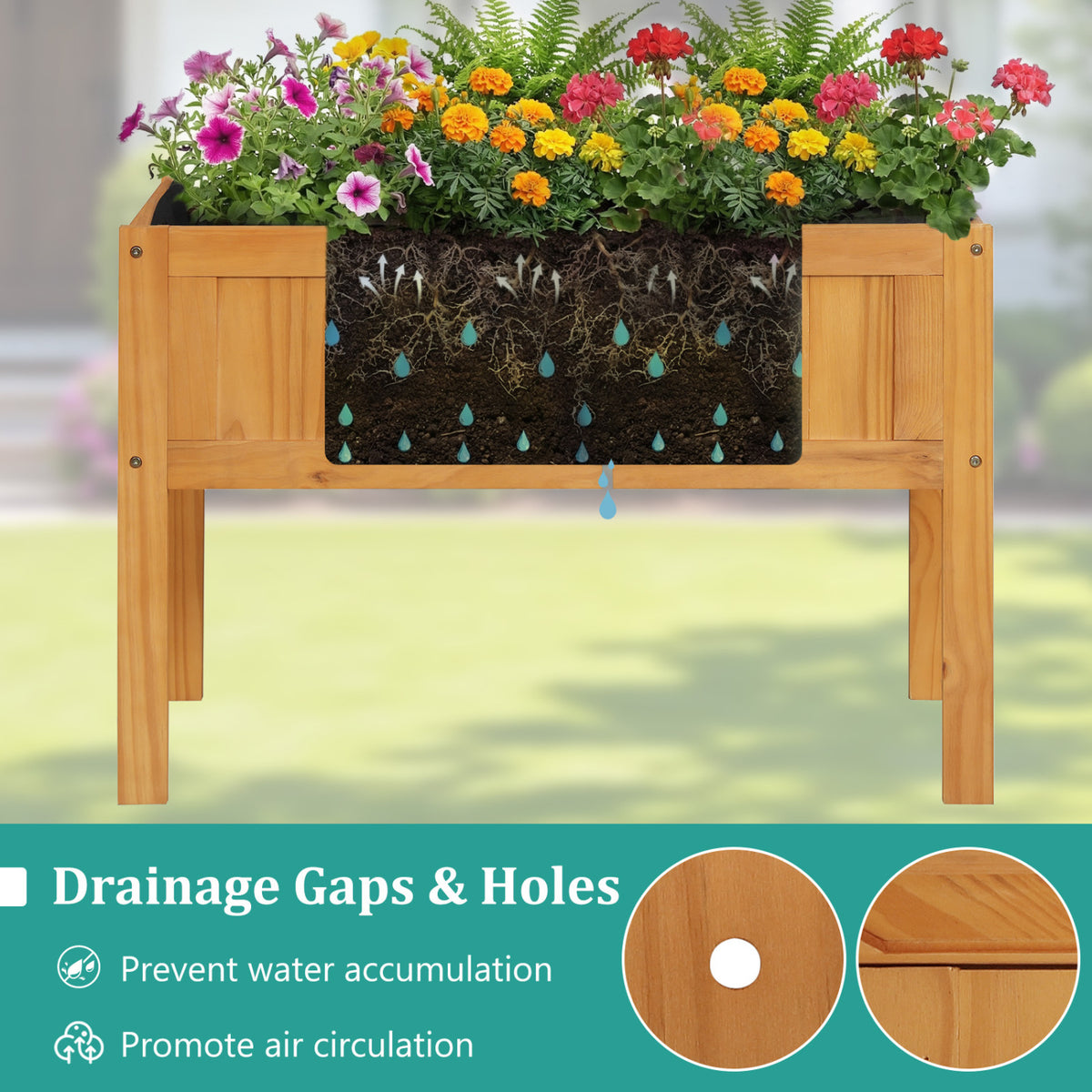 Wood Raised Garden Bed Elevated Planter Box - Orange