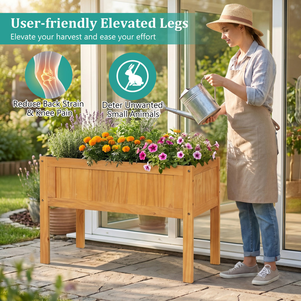 Wood Raised Garden Bed Elevated Planter Box - Orange
