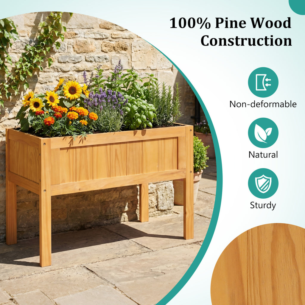 Wood Raised Garden Bed Elevated Planter Box - Orange