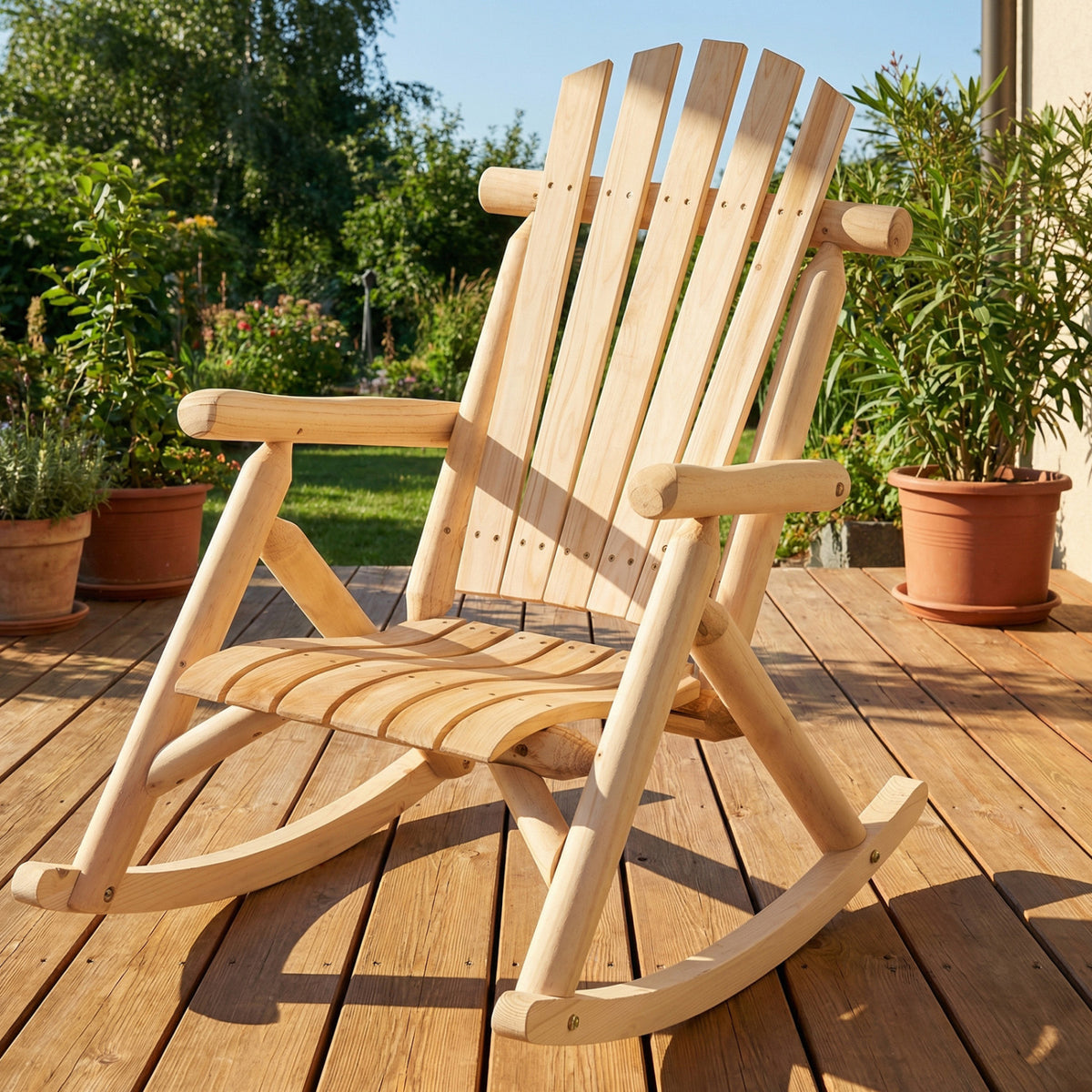 Outdoor Adirondack Rocking Chair - Natural, Style 2