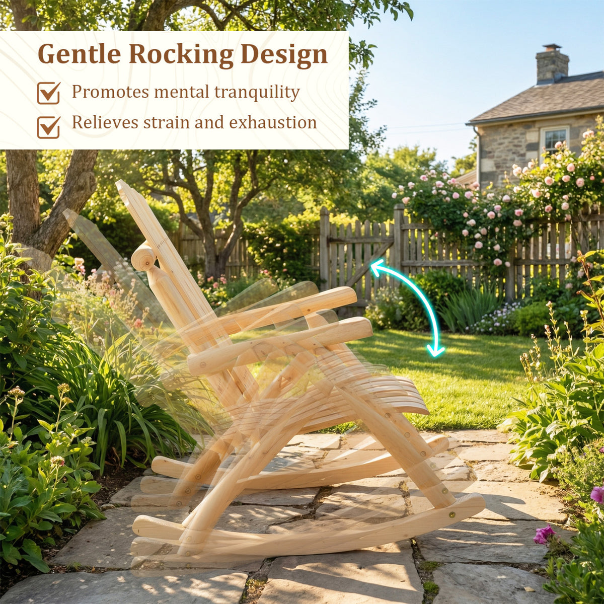 Outdoor Adirondack Rocking Chair - Natural, Style 2