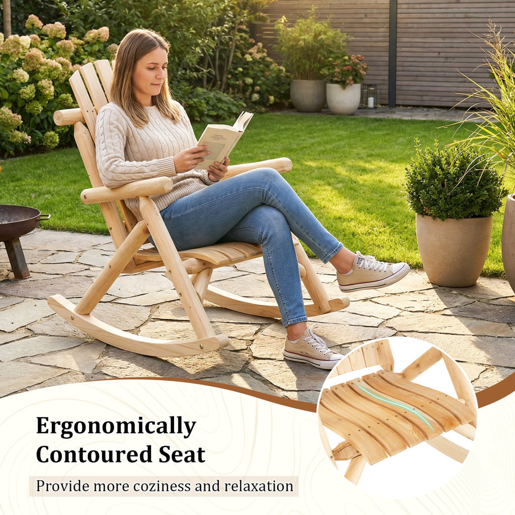 Outdoor Adirondack Rocking Chair - Natural, Style 2