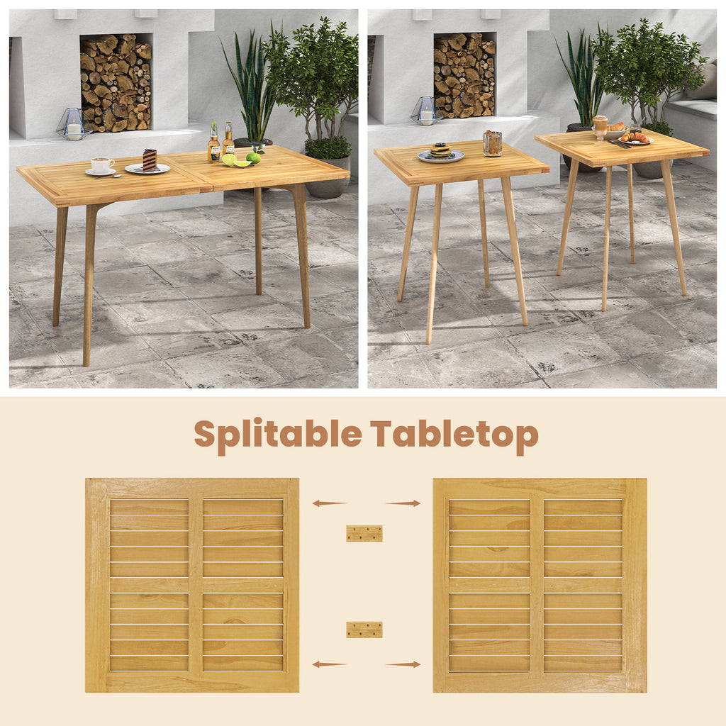 Indoor Outdoor Teak Wood Slatted Tabletop Panel Board Split in 2