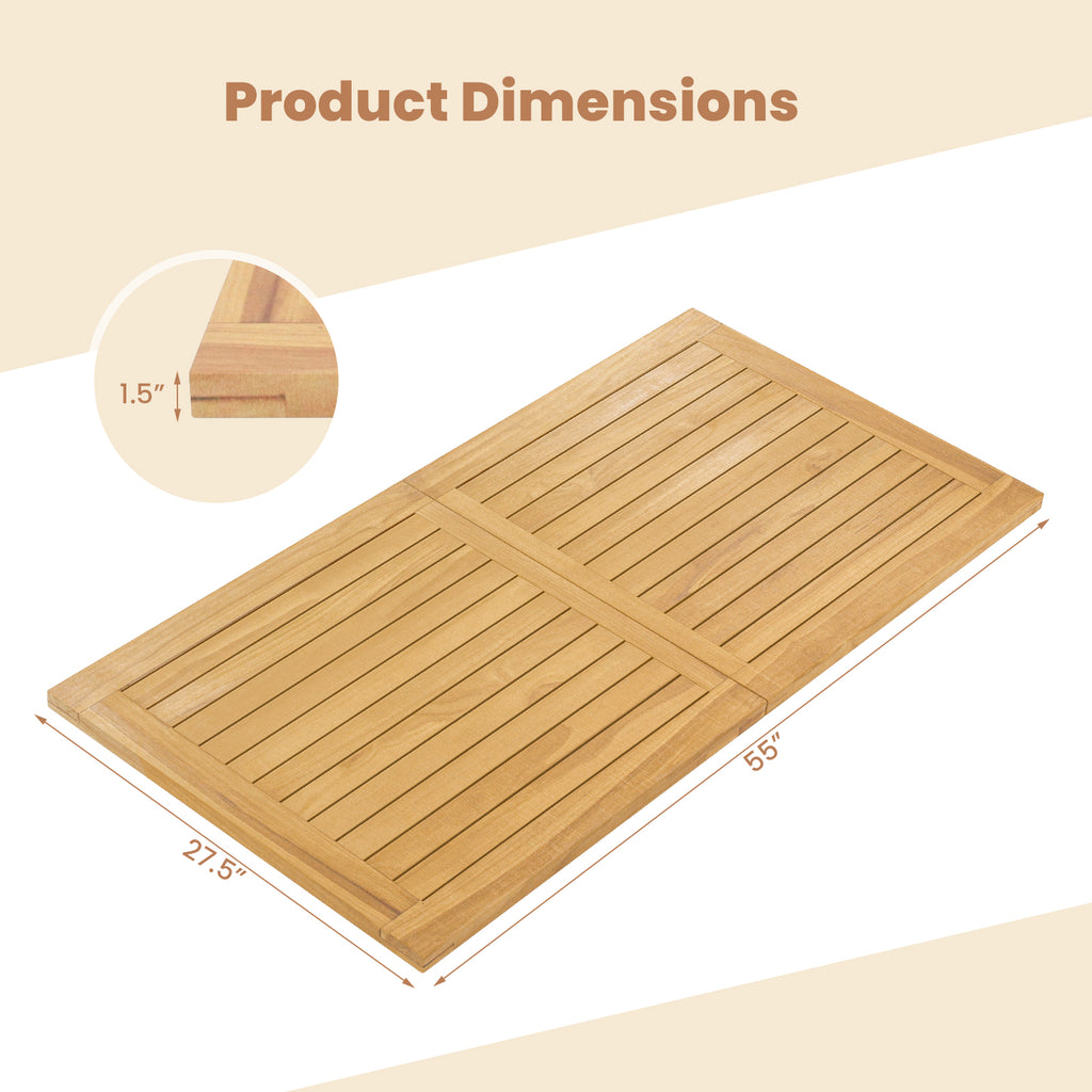 Indoor Outdoor Teak Wood Slatted Tabletop Panel Board Split in 2