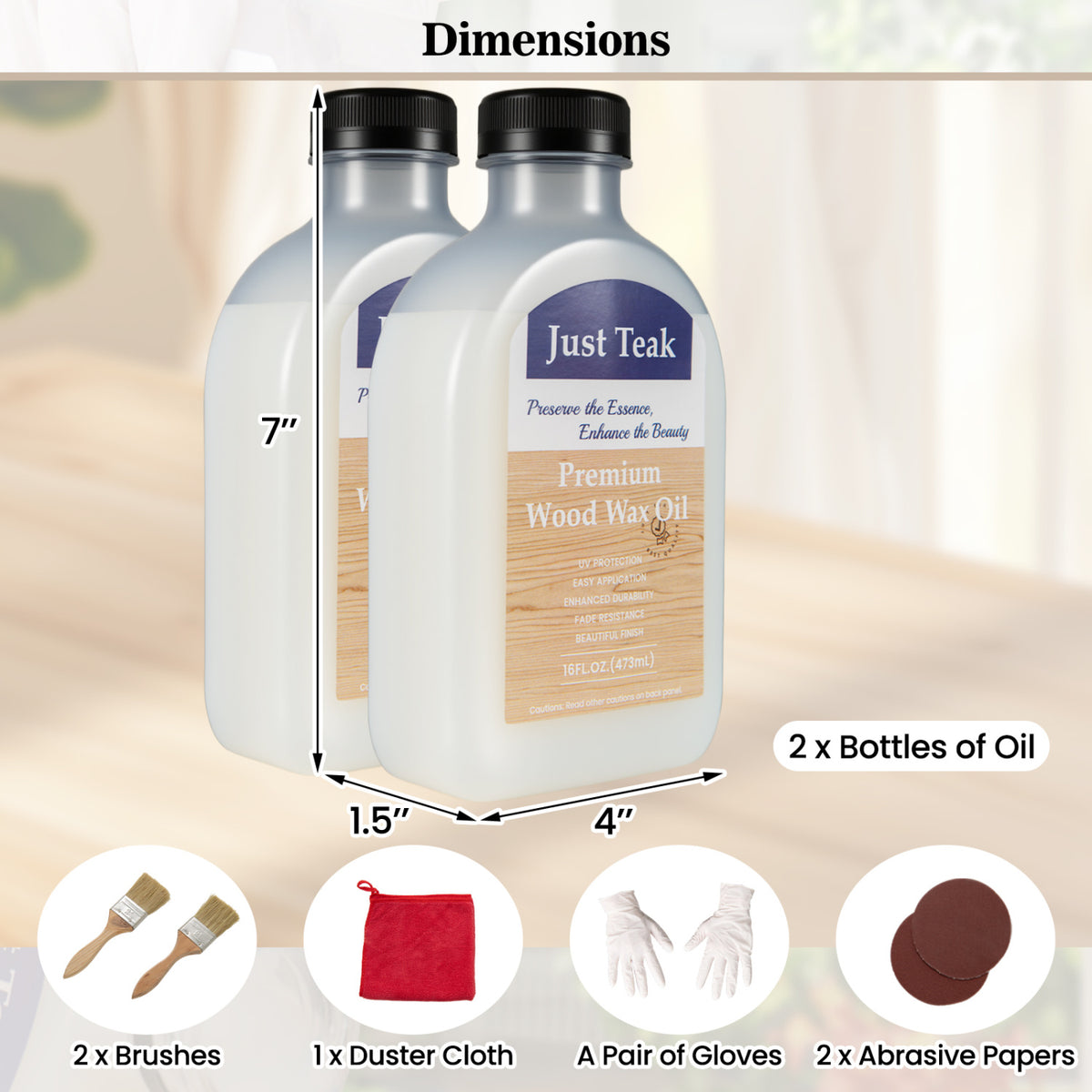 Wood Oil Cleaner and Brightener for Furniture – Set of 2