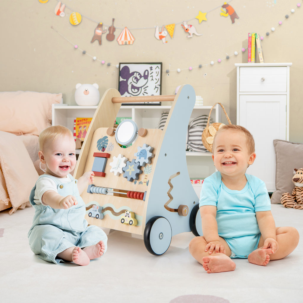 Wooden Baby Push and Pull Walker with Multi-Activity Learning Center - Style 1
