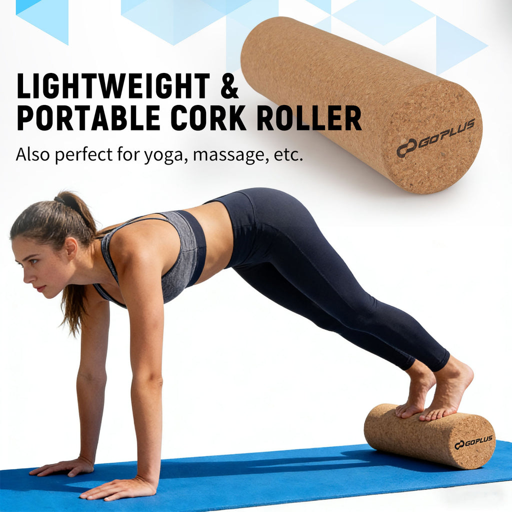 Wooden Balance Board with Cork Roller & Storage Rack - Exercise & Sports Training - Black