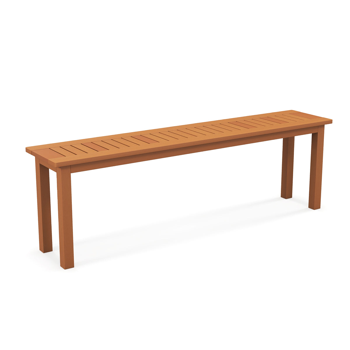 Outdoor 59 Inch Long Patio Dining Backless Wooden Bench with Teak Oil