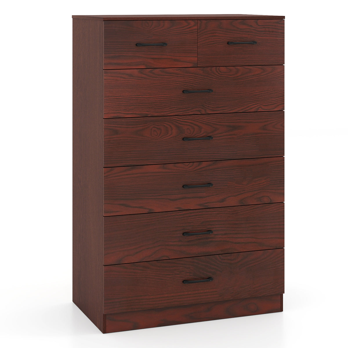 7-Drawer Tall Dresser with Metal Handles, Brown