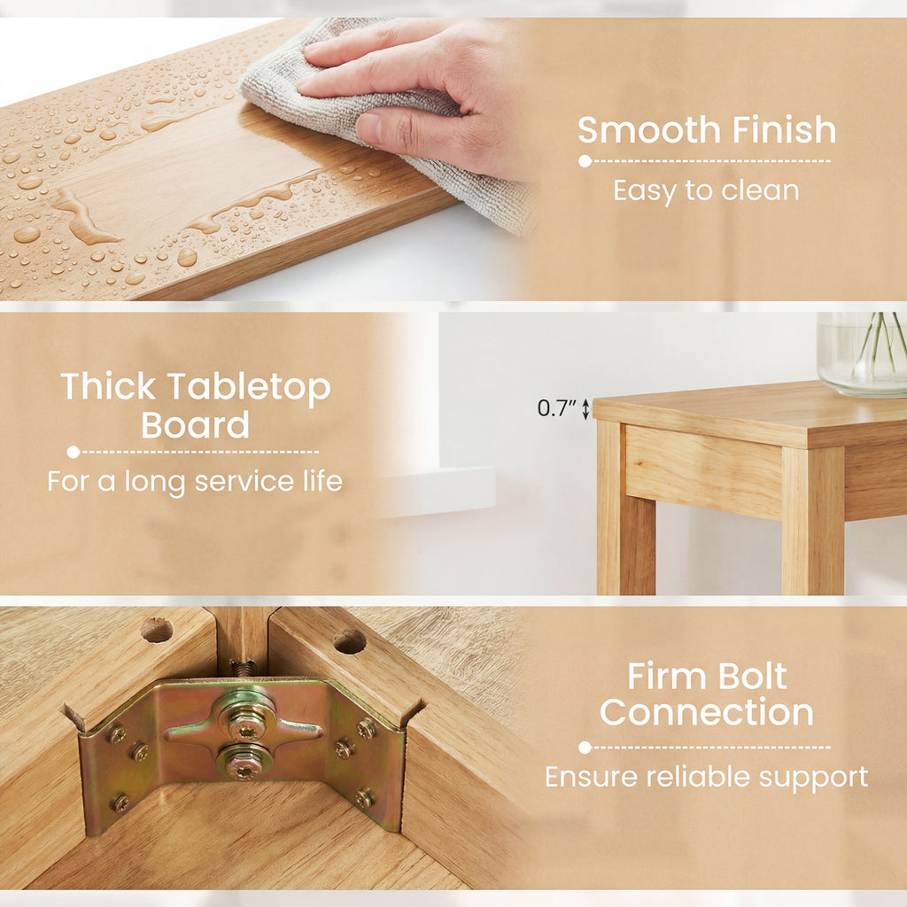 Wooden Console Table Modern Farmhouse Sofa with Thickened Top