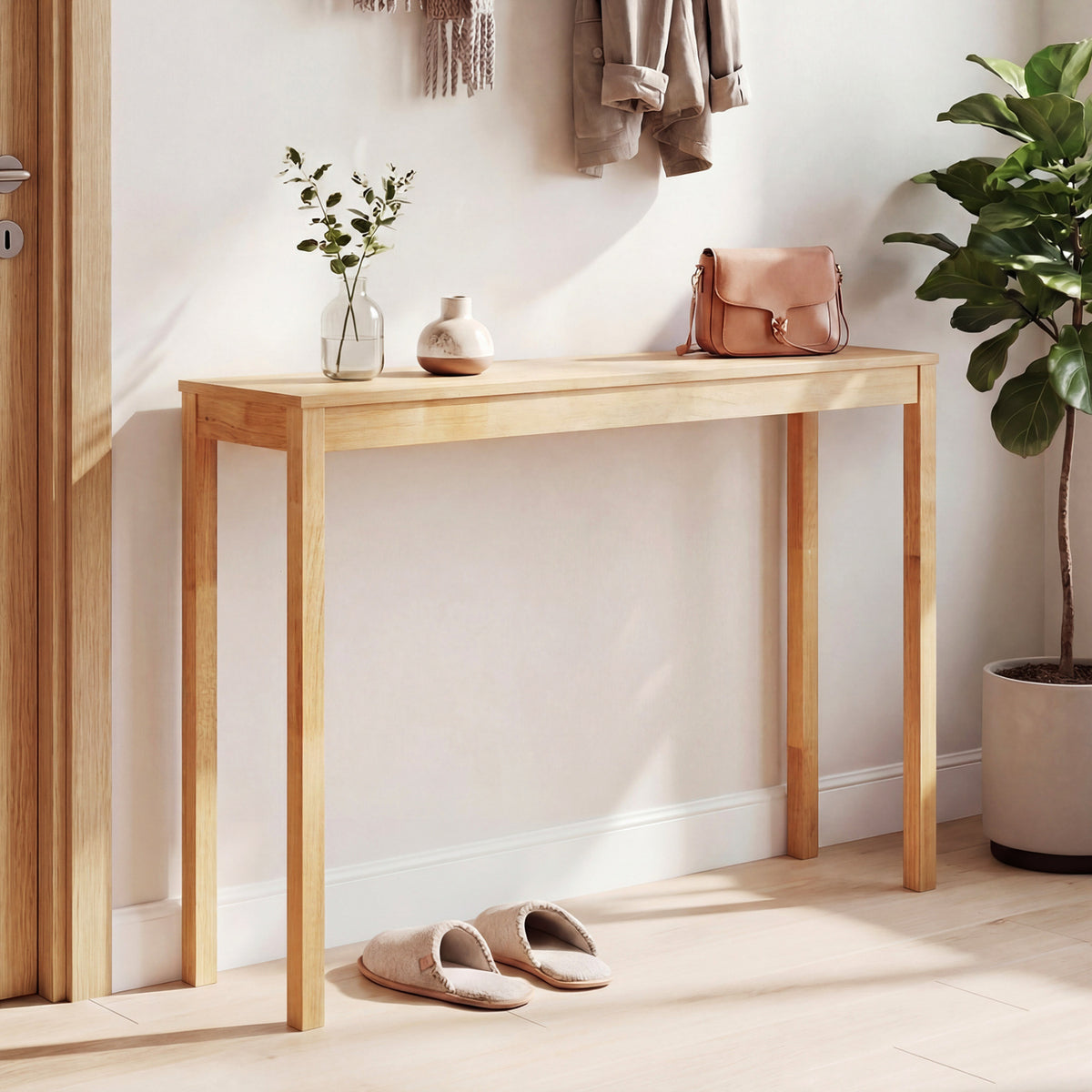 Wooden Console Table Modern Farmhouse Sofa with Thickened Top