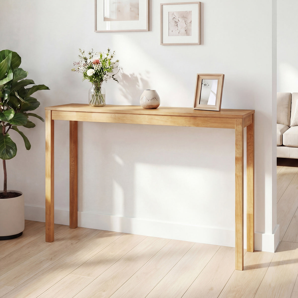 Wooden Console Table Modern Farmhouse Sofa with Thickened Top