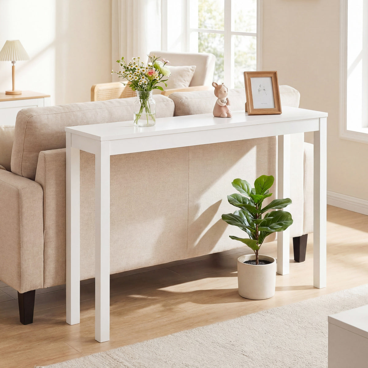Wooden Console Table Modern Farmhouse Sofa with Thickened Top