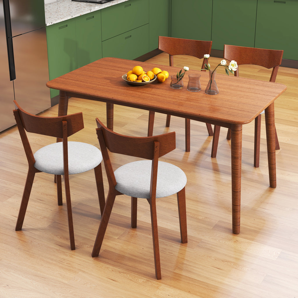 Dining Chair Set of 2 - Wooden Frame with Padded Seat