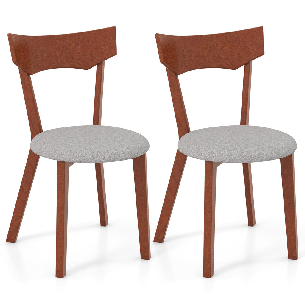 Dining Chair Set of 2 - Wooden Frame with Padded Seat