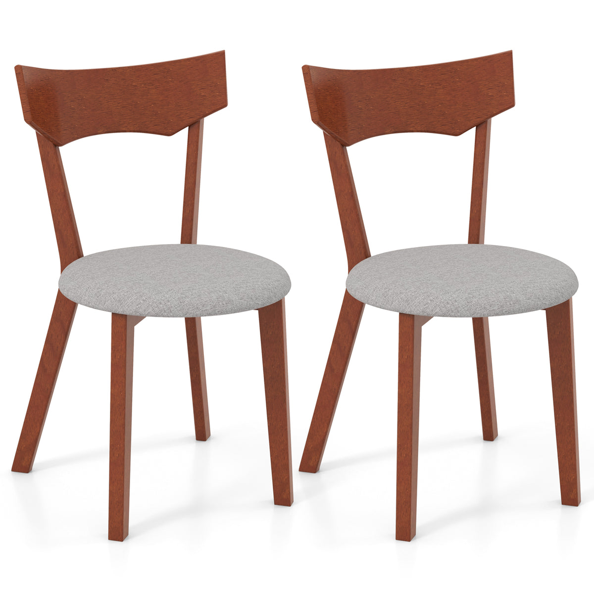 Dining Chair Set of 2 - Wooden Frame with Padded Seat
